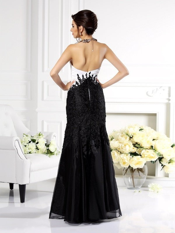 Long Strapless Tulle Mother of Trumpet/Mermaid Applique Sleeveless the Bride Dresses